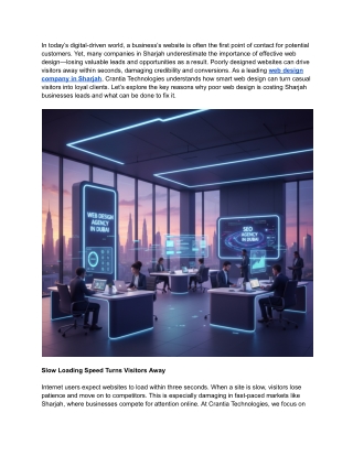 Why Sharjah Businesses Lose Leads Due to Poor Web Design