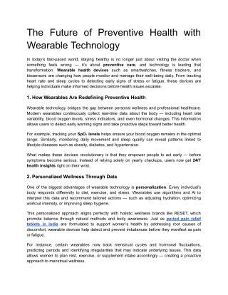 The Future of Preventive Health with Wearable Technology