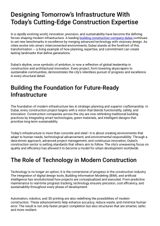 Designing Tomorrow’s Infrastructure With Today’s Cutting-Edge Construction Expertise