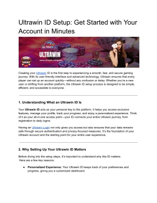 Ultrawin ID Setup: Get Started with Your Account in Minutes