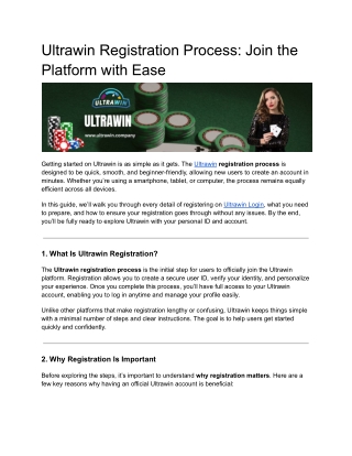 Ultrawin Registration Process: Join the Platform with Ease