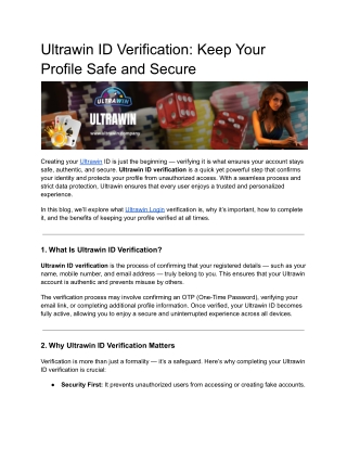 Ultrawin ID Verification: Keep Your Profile Safe and Secure