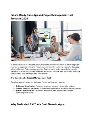 Future-Ready Time App and Project Management Tool Trends in 2026