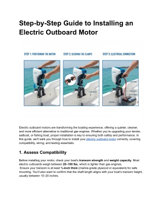 Step-by-Step Guide to Installing an Electric Outboard Motor