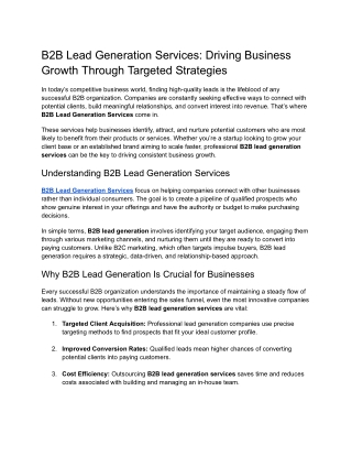 B2B Lead Generation Services_ Driving Business Growth Through Targeted Strategies