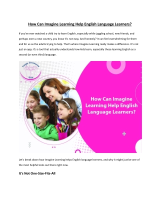 How Can Imagine Learning Help English Language Learners?
