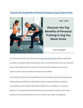 Discover the Top Benefits of Personal Training in Zug You Never Knew