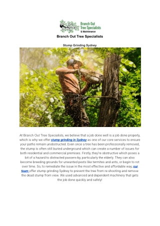 Stump Grinding Sydney