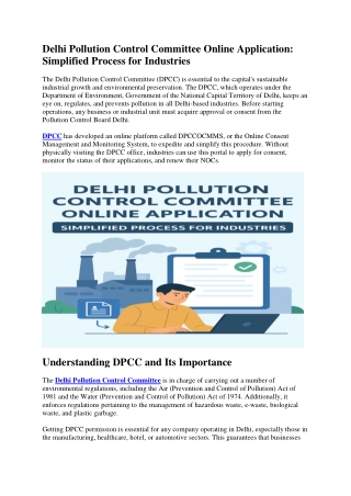 Delhi Pollution Control Committee Online Application: Simplified Process for Ind