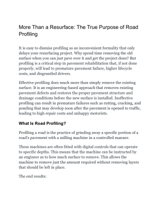 More Than a Resurface The True Purpose of Road Profiling