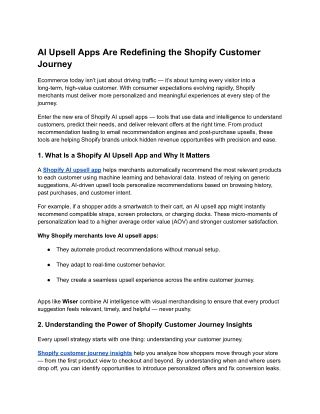 AI Upsell Apps Are Redefining the Shopify Customer Journey