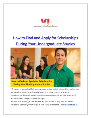 How to Find and Apply for Scholarships During Your Undergraduate Studies