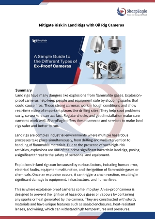 Mitigate Risk in Land Rigs with Oil Rig Cameras