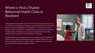 Where to find a trusted Behavioral Health Clinic in Maryland