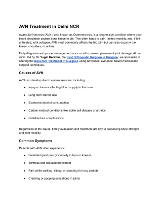 AVN Treatment in Delhi NCR