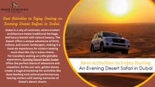 Best Activities to Enjoy During an Evening Desert Safari in Dubai