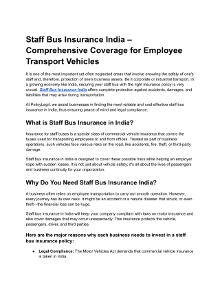Staff Bus Insurance India