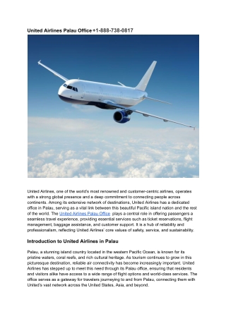 United Airlines Palau Office   1-888-738-0817