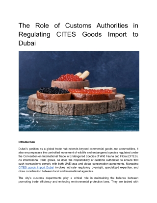 The Role of Customs Authorities in Regulating CITES Goods Import to Dubai (1)