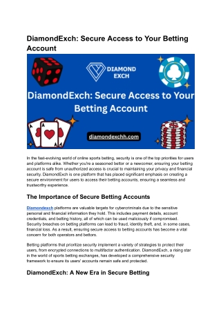 DiamondExch_ Secure Access to Your Betting Account