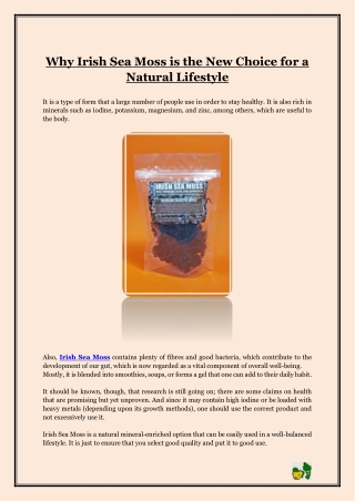 Why Irish Sea Moss is the New Choice for a Natural Lifestyle