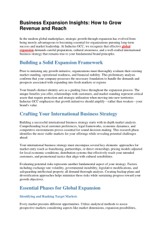 Business Expansion Insights: How to Grow  Revenue and Reach