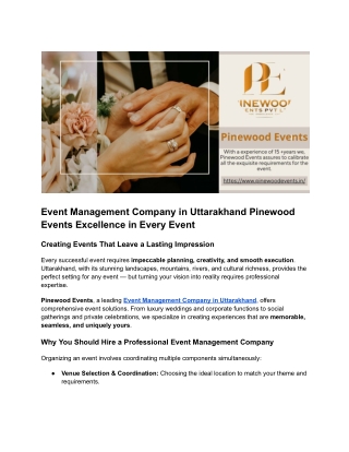 Event Management Company in Uttarakhand | Pinewood Events