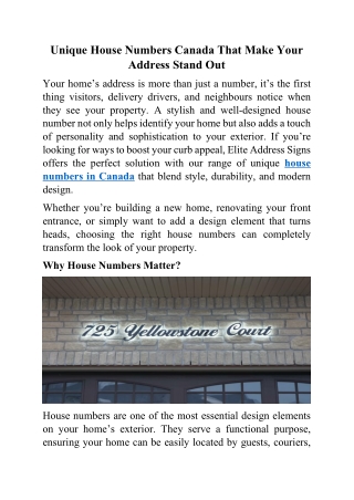 Unique House Numbers Canada That Make Your Address Stand Out