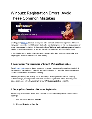 Winbuzz Registration Errors: Avoid These Common Mistakes