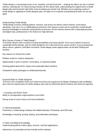 Explore Spinning Job Roles in Fashion and Textile Manufacturing: TBD Jobs