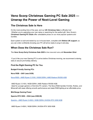 Veno Scorp Christmas Gaming PC Sale 2025 — Unwrap the Power of Next-Level Gaming