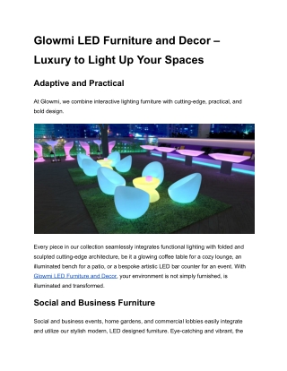 Glowmi LED Furniture and Decor – Luxury to Light Up Your Spaces