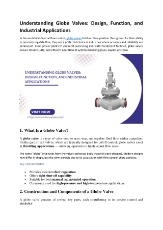 Understanding Globe Valves: Design, Function, and Industrial Applications