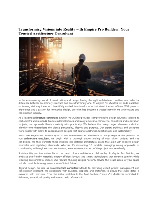 Expert Architecture Consultant Services by Empire Pro Builders