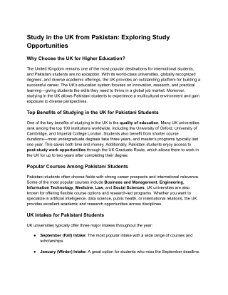 Study in the UK from Pakistan_ Exploring Study Opportunities