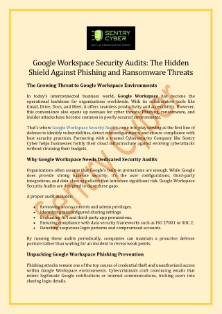 Strengthen Your Digital Defenses with Google Workspace Security Audits