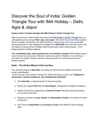 Discover the Soul of India_ Golden Triangle Tour with IMA Holiday – Delhi, Agra & Jaipur