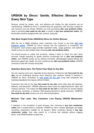 URSKIN by Dhruv_ Gentle, Effective Skincare for Every Skin Type