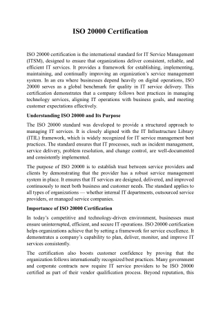 ISO 20000 Certification