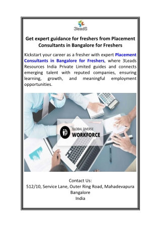 Get expert guidance for freshers from Placement Consultants in Bangalore for Freshers