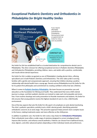 Exceptional Pediatric Dentistry and Orthodontics in Philadelphia for Bright Healthy Smiles