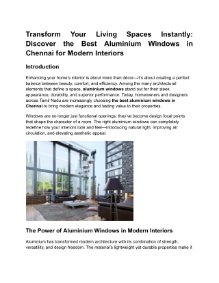 Transform Your Living Spaces Instantly_ Discover the Best Aluminium Windows in Chennai for Modern Interiors