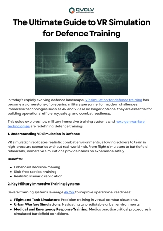 The Ultimate Guide to VR Simulation for Defence Training
