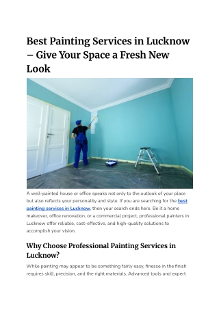 Best Painting Services in Lucknow – Give Your Space a Fresh New Look