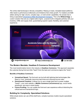 Accelerate Sales with the Premier eCommerce Web Development Company