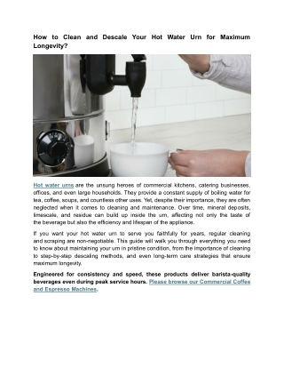 How to Clean and Descale Your Hot Water Urn for Maximum Longevity