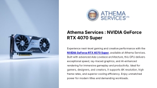 Athema Services : NVIDIA GeForce RTX 4070 Super