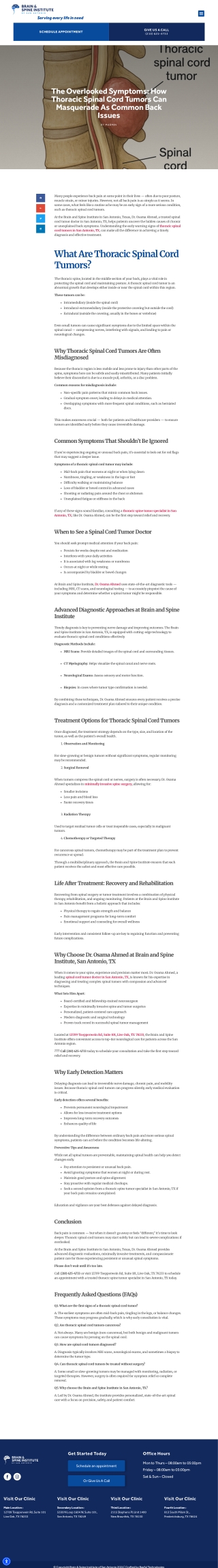 Thoracic Spinal Cord Tumors in San Antonio TX