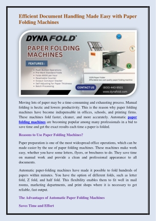 paper folding machines