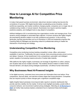 How to Leverage AI for Competitive Price Monitoring